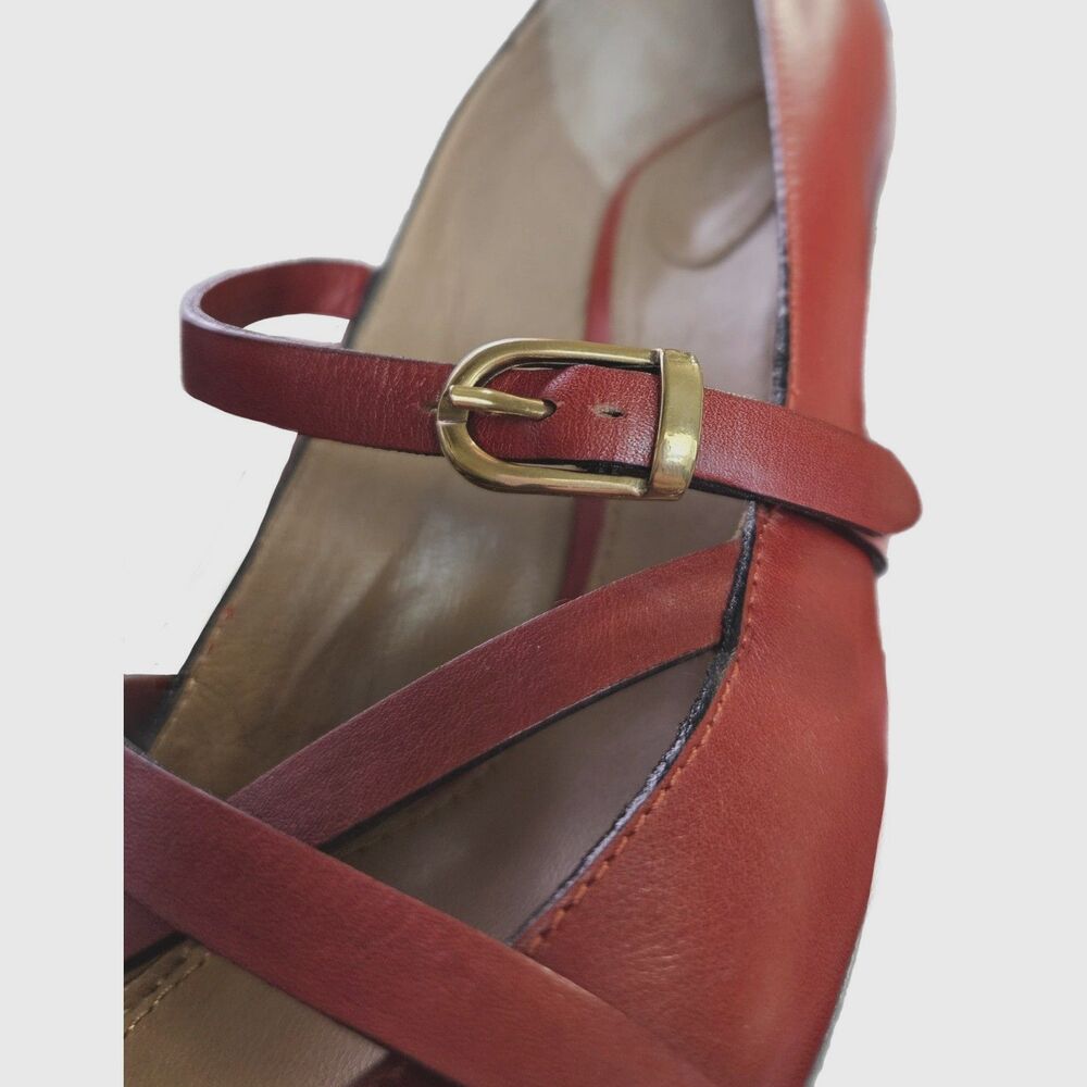 Chloé Leather Mary Jane Heels Terracotta Red Block Heels EU 37.5/US 7 Boxed EUC - Picture 11 of 13